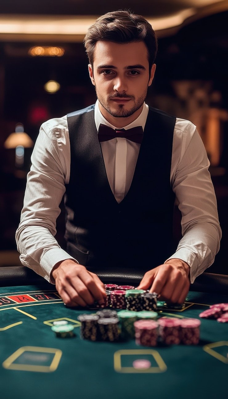 Tampilan meja Speed Blackjack dengan tata letak dealer dan tempat pemain yang jelas